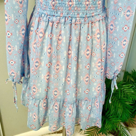 Size XL Simply Southern Smocked Dress Pastel Blue Modest Feminine Ruffle Hem NWT - Picture 5 of 13